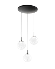 Ariel - Lampada a sospensione circolare 3 luci Fabas Luce - LED 21W dimmerabile - Trasparente Rosone rotondo d.35cm