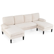 Divano angolare con 4 comodi cuscini 2 braccioli ampi e gambe di supporto stabili, Divano da interno morbido con telai in legno e metallo Beige