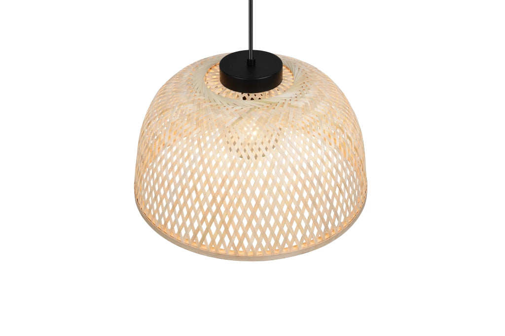 Lampada a sospensione, bambù e metallo, naturale e nero, D 40 cm, Laurent