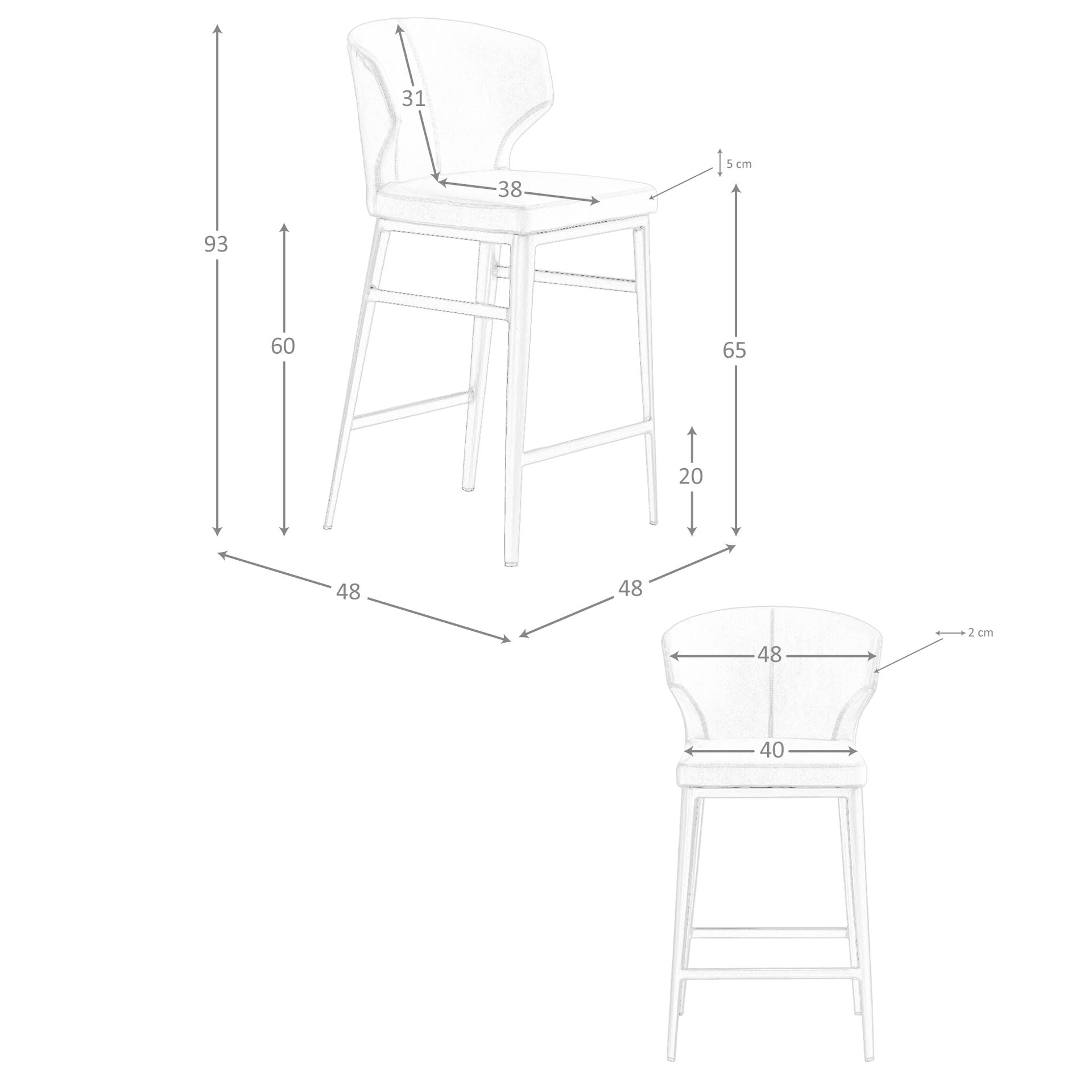 Sgabello in ecopelle visone scuro