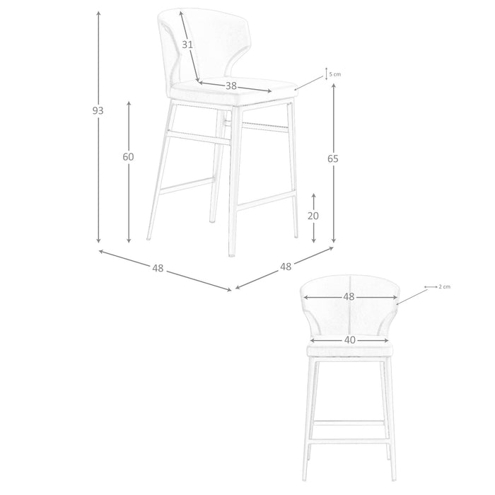 Sgabello in ecopelle visone scuro