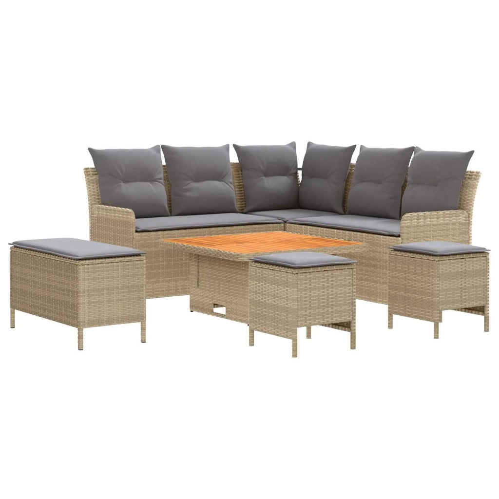 Set di Mobili 7 pcs Beige e Grigio Chiaro Rattan in PE