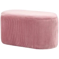 Pouf Panca Contenitore Moderna in Velluto Rosa per Camera da Letto, Soggiorno e Ingresso, 81x40x41cm