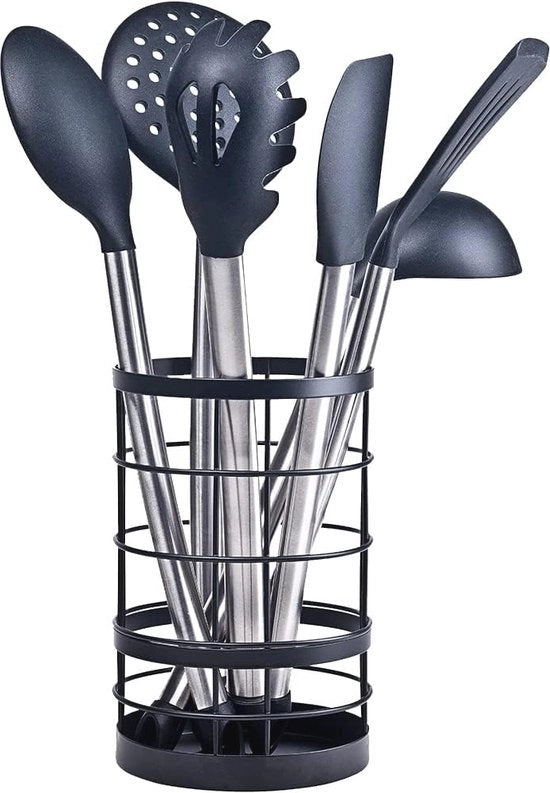 Organizzatore per una cucina ordinata - organizzatore multifunzionale in design moderno nero - contenitore per posate Ø 12 cm