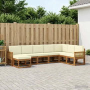 Set di divani da esterno con cuscino 8 pcs Naturale e Crema 3385456