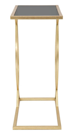 Tavolinetto da Divano Glam 45,5x25,5x60 cm in Ferro e Vetro Nero e Oro
