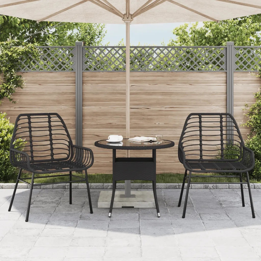 Sedie da Giardino Set 2 pz Polyrattan Nero 369091