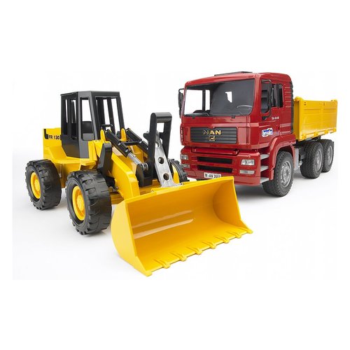 Mezzo cantiere bruder 02752 man set dumper camion e ruspa 1:16