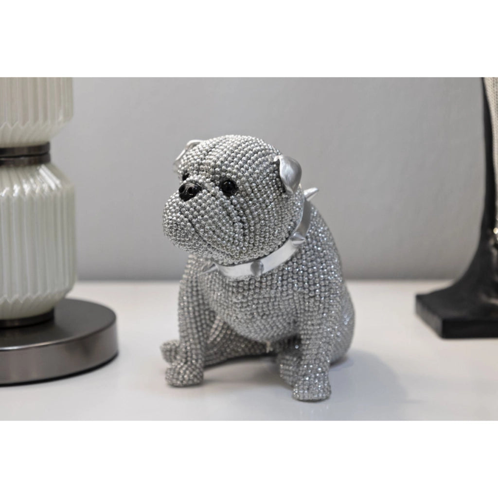 Scultura Cane 8, Argento, Poliresina, 17x11x14 cm