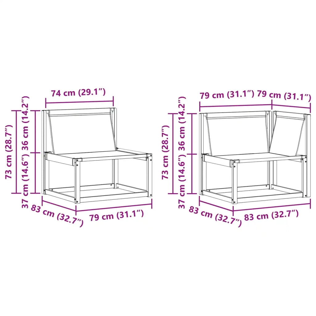 Set di divani da esterno 6 pz Naturale e Grigio Chiaro 3381639