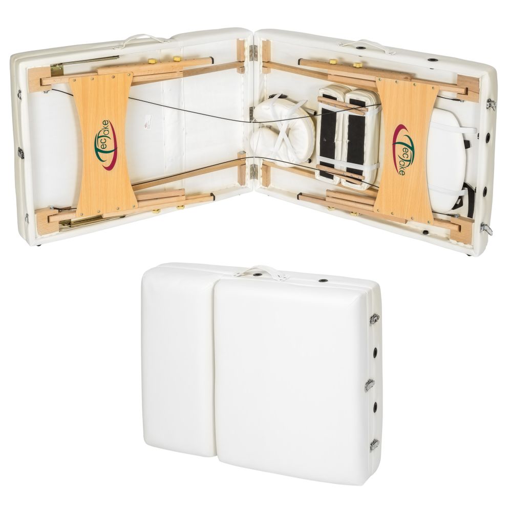 Lettino da massaggio pieghevole a 3 zone, sgabello, rullo + copertura bianca 2008141