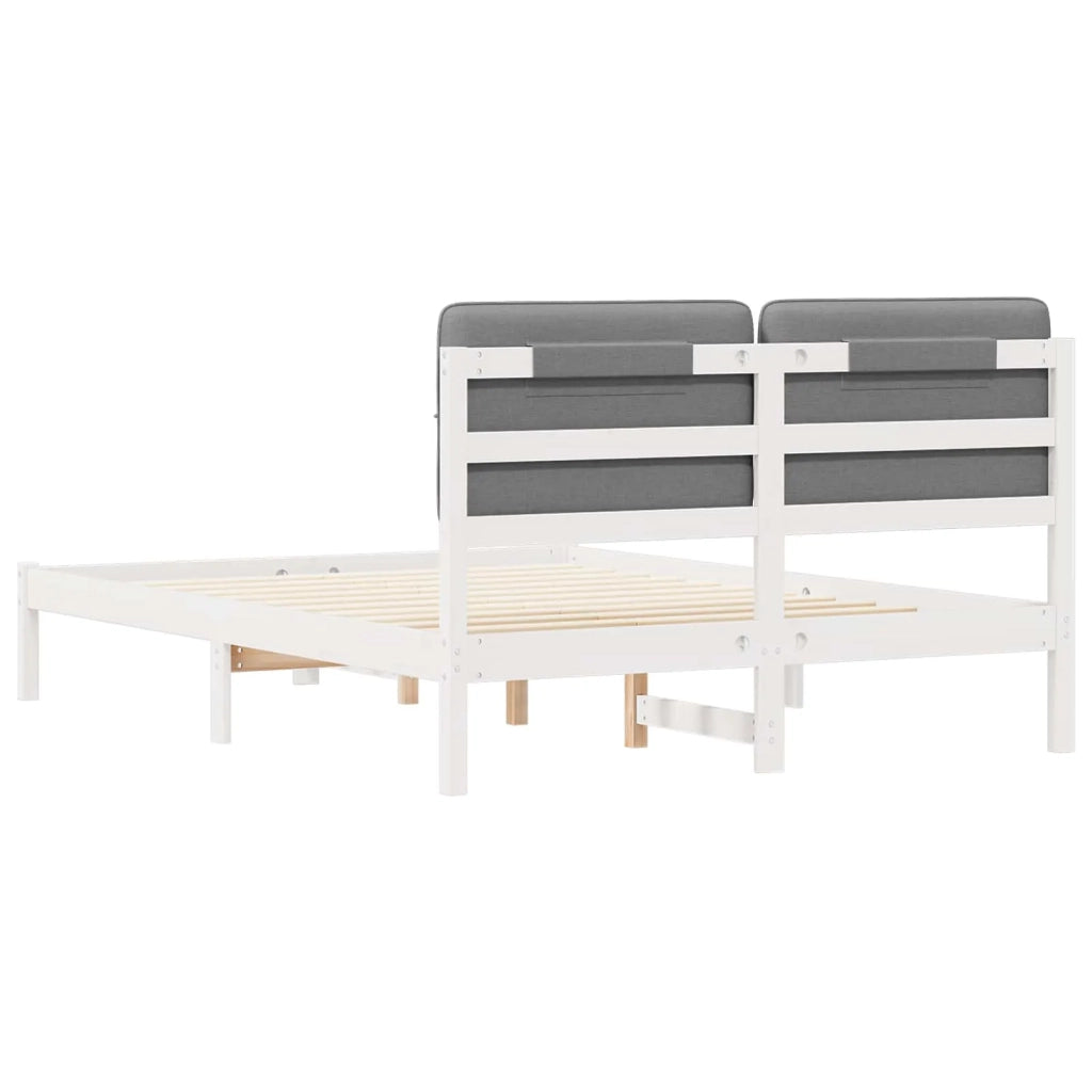 Letto con Testiera Rivestita Grigio chiaro 140 x 190 cm