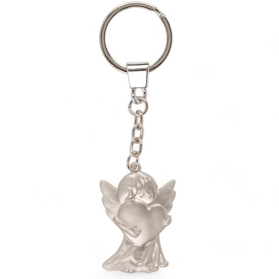 Sostegno per chiavi - Angioletto protettore - Robusto e stile - Materiale metallico argento - Regalo per patente - Adatto a tutti gli adulti - Lunghezza 12 cm