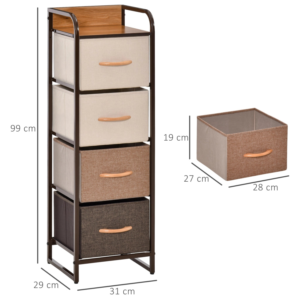 Cassettiera 4 Cassetti Legno e Metallo ¨C Zephmum ¨C Multicolor 31x29x99 cm