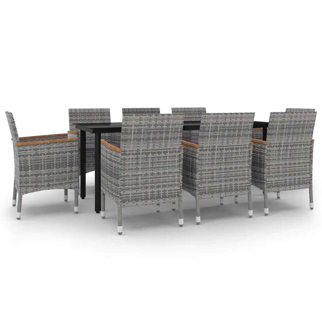 Set da Pranzo da Giardino con Cuscini 9 pz Polyrattan e Vetro cod mxl 42176