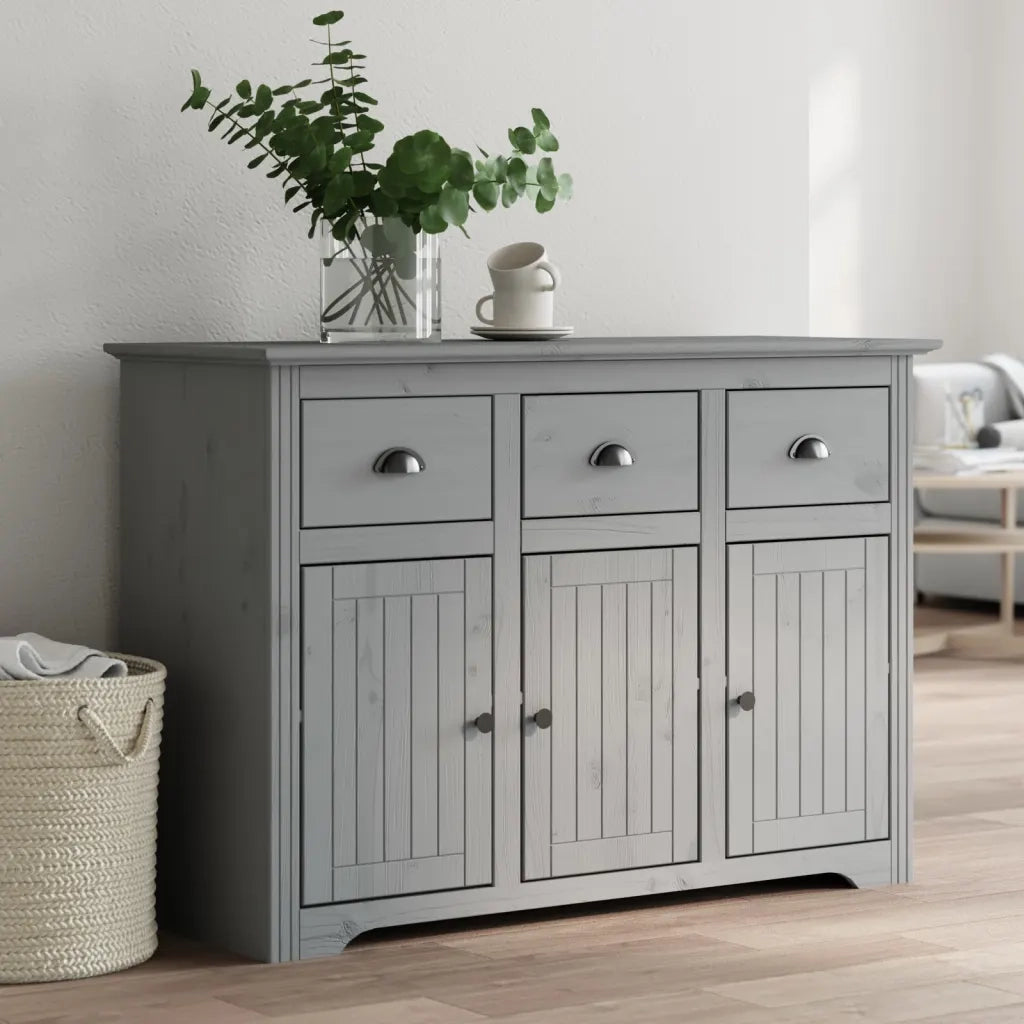 Credenza | Madia | Buffet da pranzo | Armadio da pranzo BODO 115,5x44x80 cm in Legno Massello di Pino Grigio