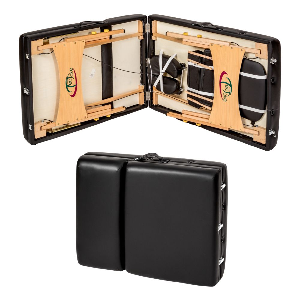 Lettino da massaggio pieghevole a 3 zone, sgabello, rullo + copertura nera 2008142