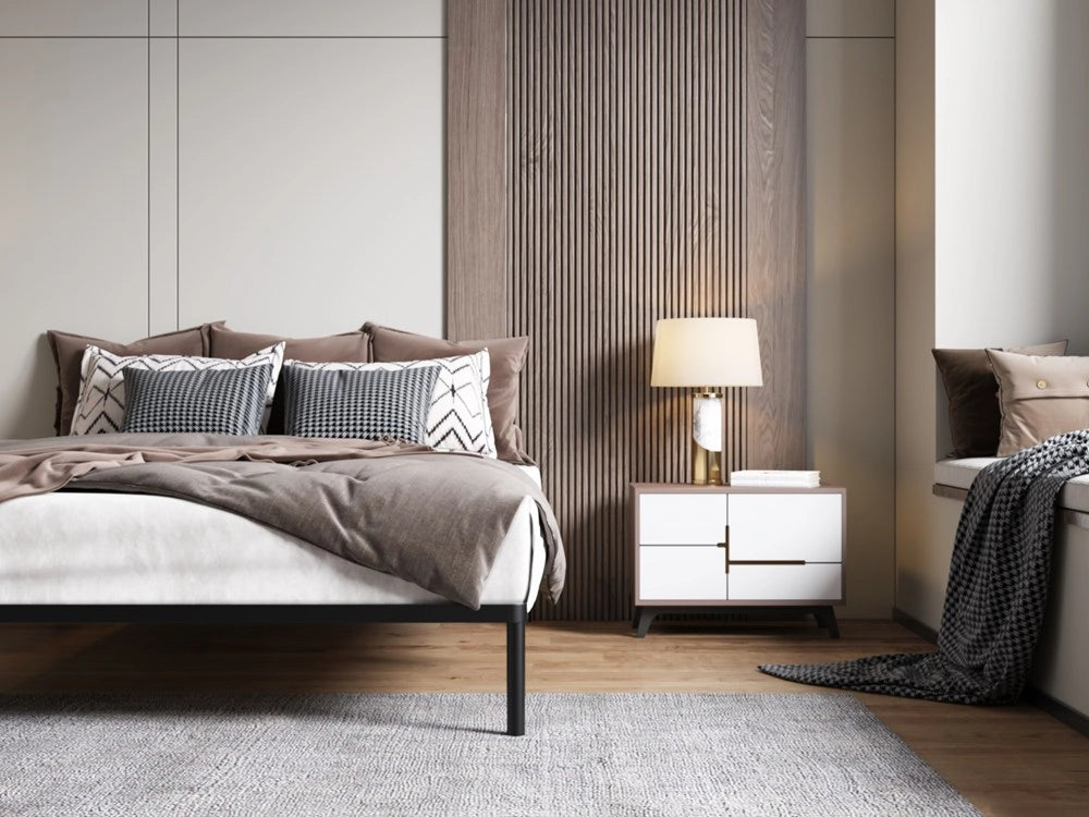 Rete letto BED ALU 160x200 metallo legno listelli moderno nero