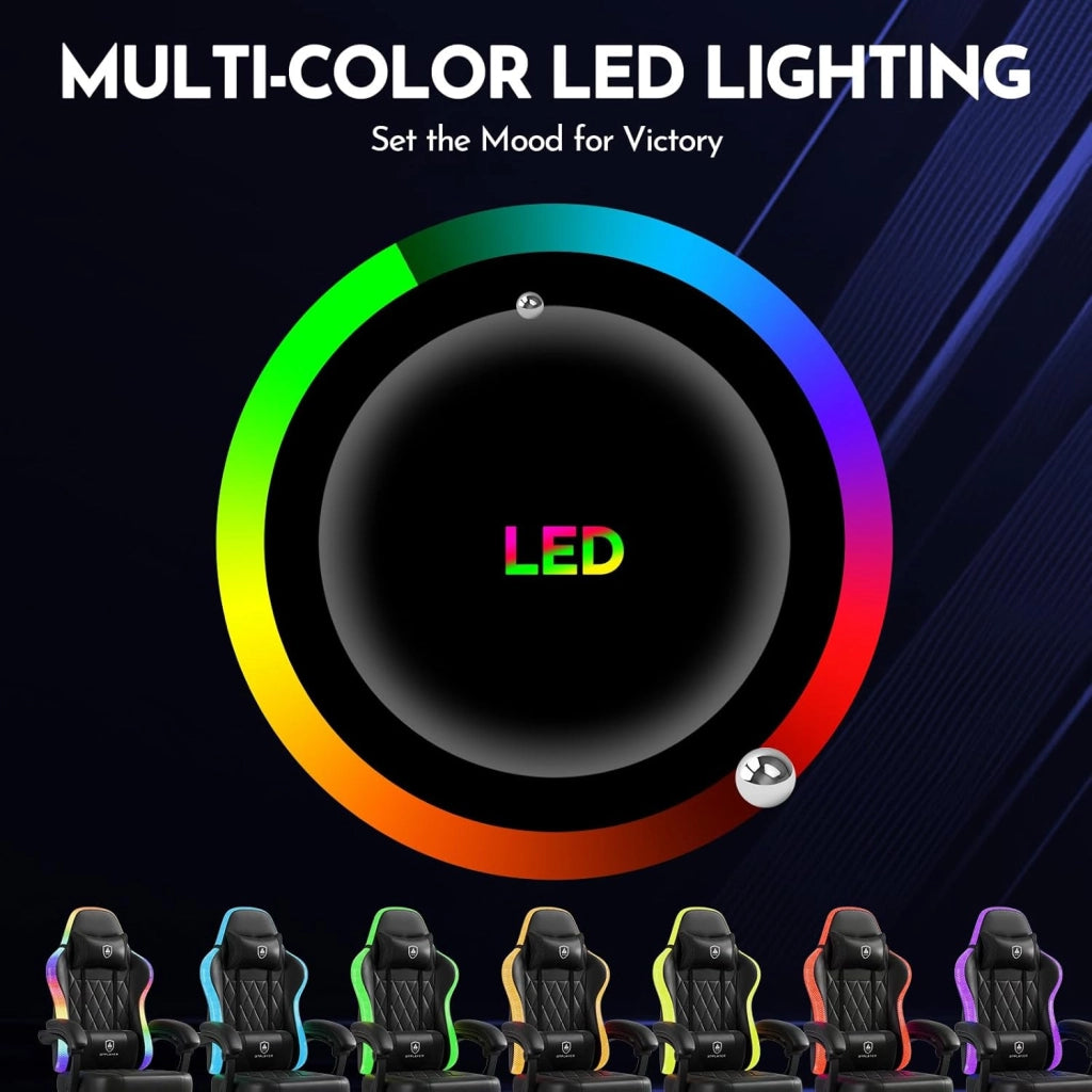 Sedia da gioco, sedia da ufficio, sedia da gioco con barra luminosa a LED, sedia da giocatore, schienale con custodia, sedia ergonomica in PC con telecomando