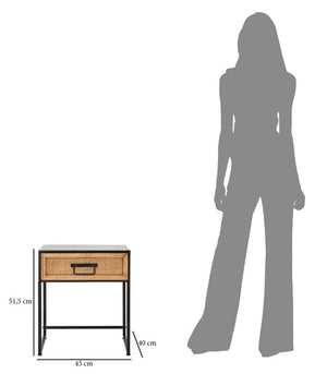 Comodino 1 Cassetto 45x40x51,5 cm in Metallo e Legno