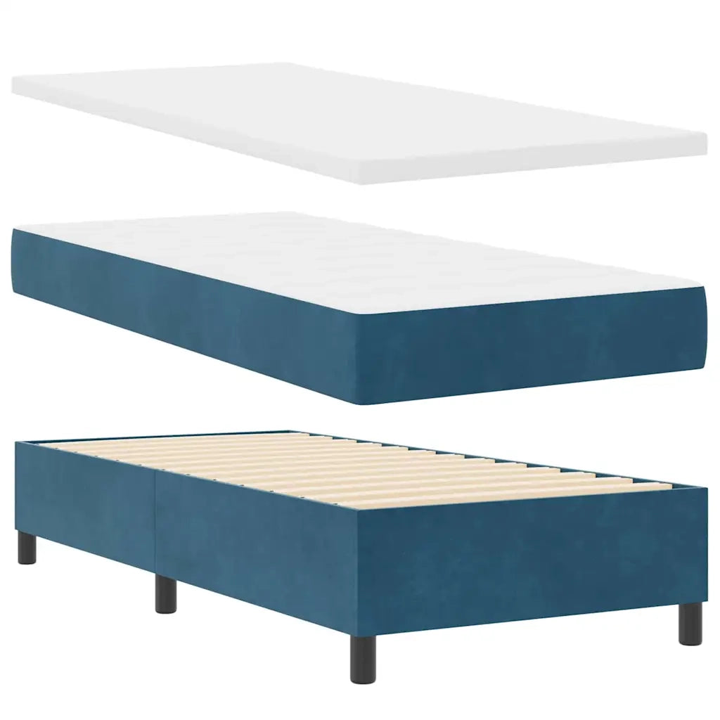Letto a molle con materasso Blu scuro 100 x 200 cm Velluto