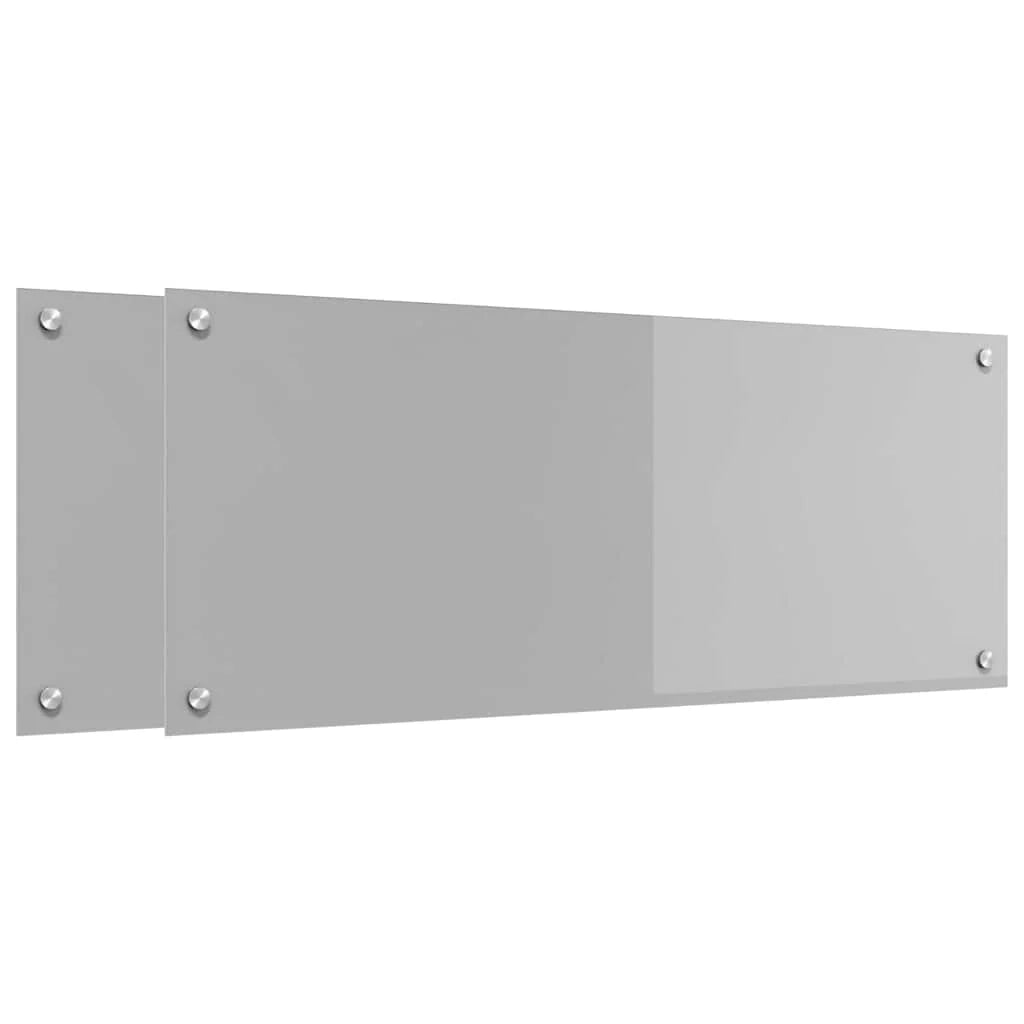 Set di 2 paraschizzi moderni per cucina 100 x 40 cm resistenti e resistenti al calore in vetro temperato grigio chiaro 02_0056235