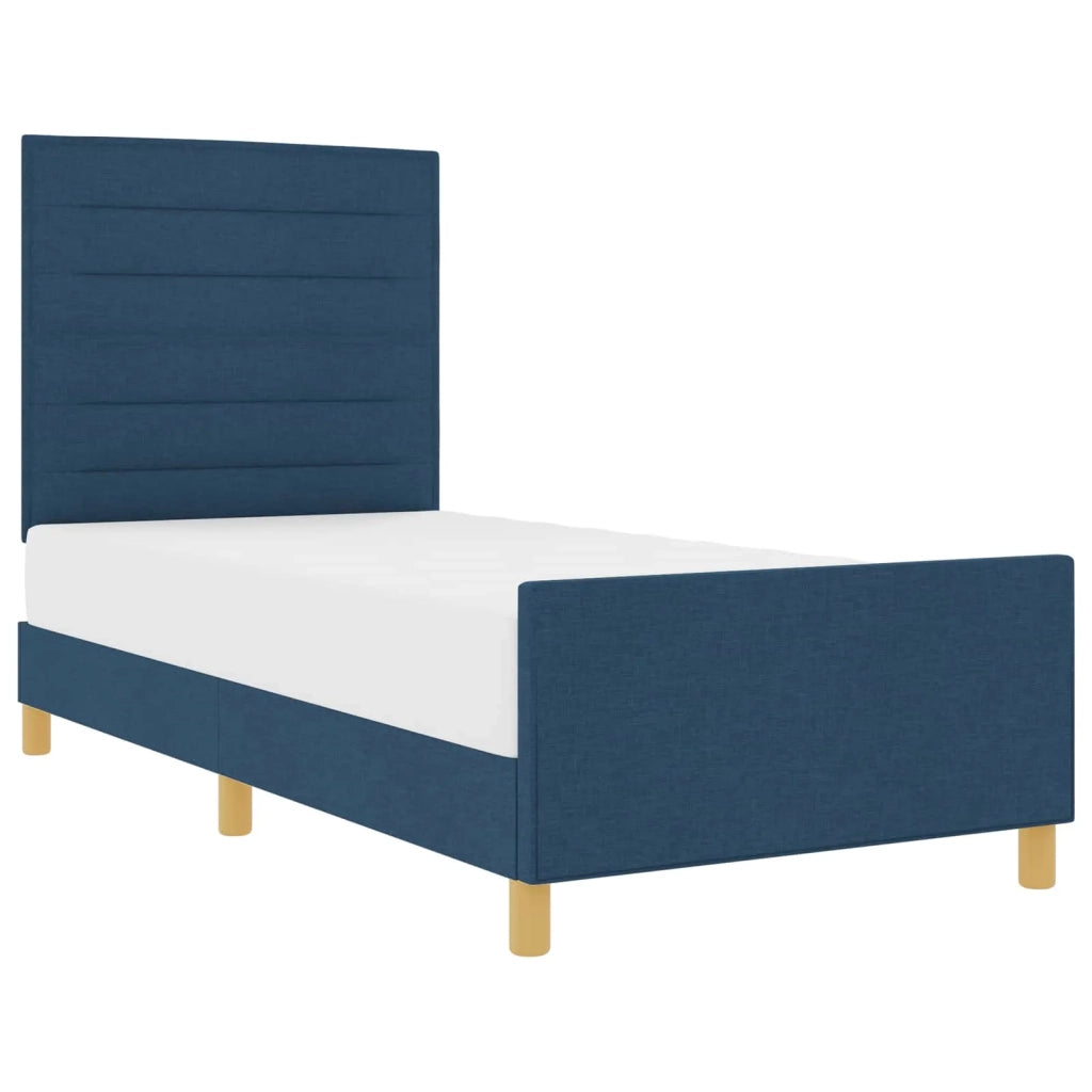 Struttura del letto con testiera Blu 90 x 190 cm Tessuto