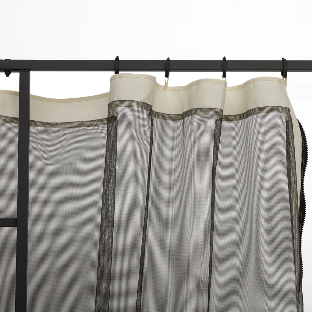 EasyComfort Zanzariera per Gazebo Tende di Ricambio Universale con Cerniere, 302x207cm - Nero e Beige