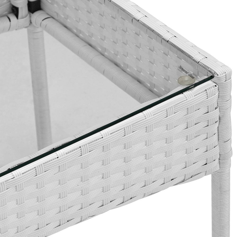 Set Salotto Completo Divano Poltrone Tavolino Poly Rattan Arredo Giardino Bianco