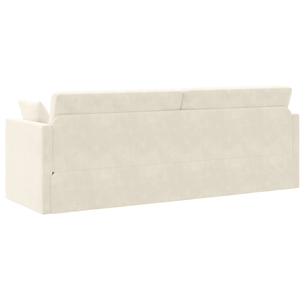 Divano Letto a Pavimento 2-in-1 Panna 213x144x60 cm Velour