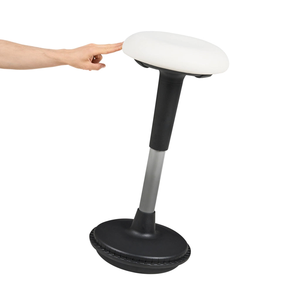 Sgabello in ecopelle bianco con struttura in metallo ad altezza regolabile mobili da ufficio
