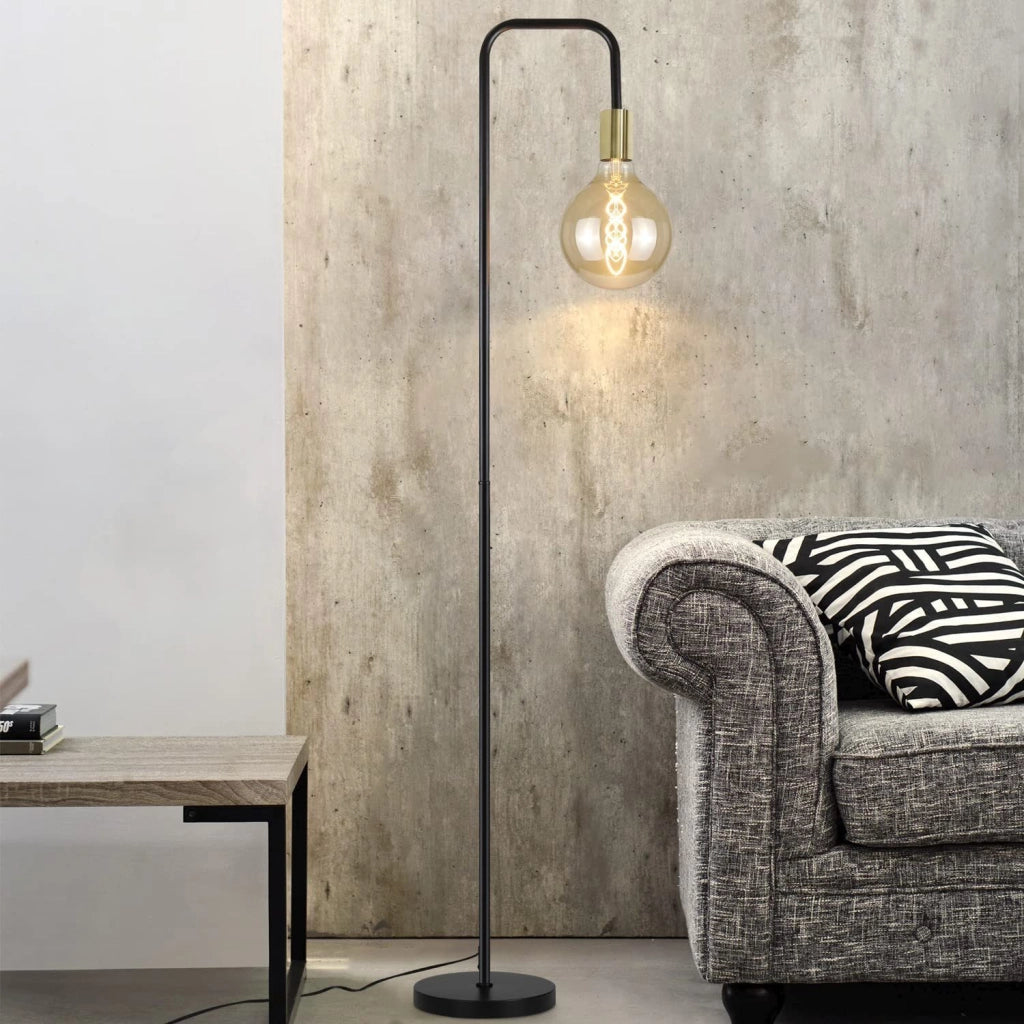 ZMH Lampada da terra nero dorato E27 stile retrò industriale con interruttore a pedale senza lampadina