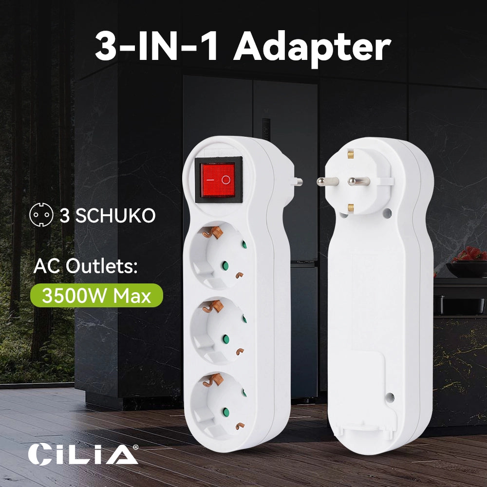 Ciabatta Multipresa con Interruttore ¨C zephmum ¨C 3 Prese, Protezione Bambini, Bianco