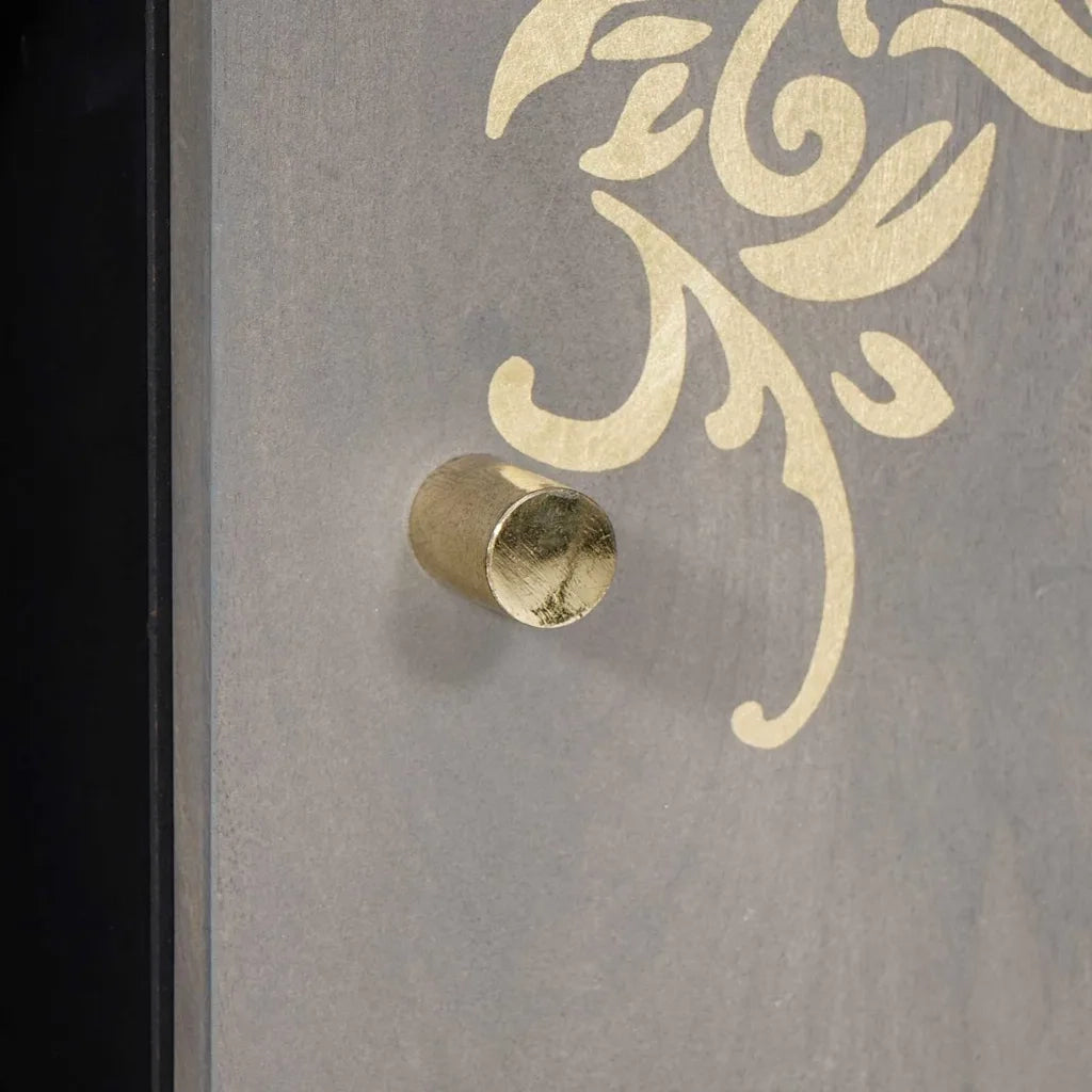 Credenza Grigio e Oro 90 x 33 x 75 cm Legno di mango massello 4018800