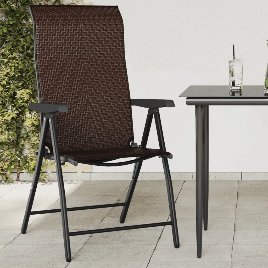 Sedie Pieghevoli da Giardino 2 pz Marroni in Polyrattan 4007138