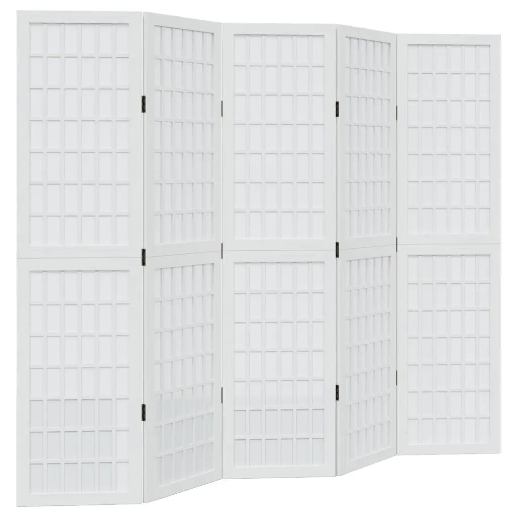 Divisorio Ambienti | Divider per stanze | Paravento 5Pannelli Bianco Legno Massello di Paulownia