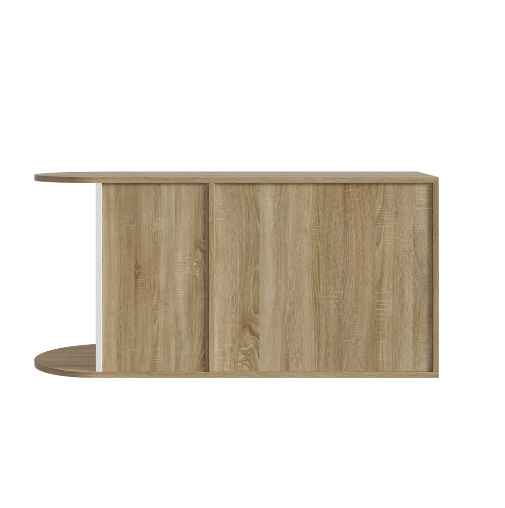 Scarpiera con seduta bianco lucido ed effetto legno 104x37x50 cm