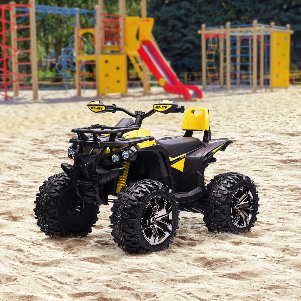 Quad per Bambini Elettrico 12V con Fari e Batteria Ricaricabile, Et¨¤ 3-5 Anni, 100x65x73cm, Giallo