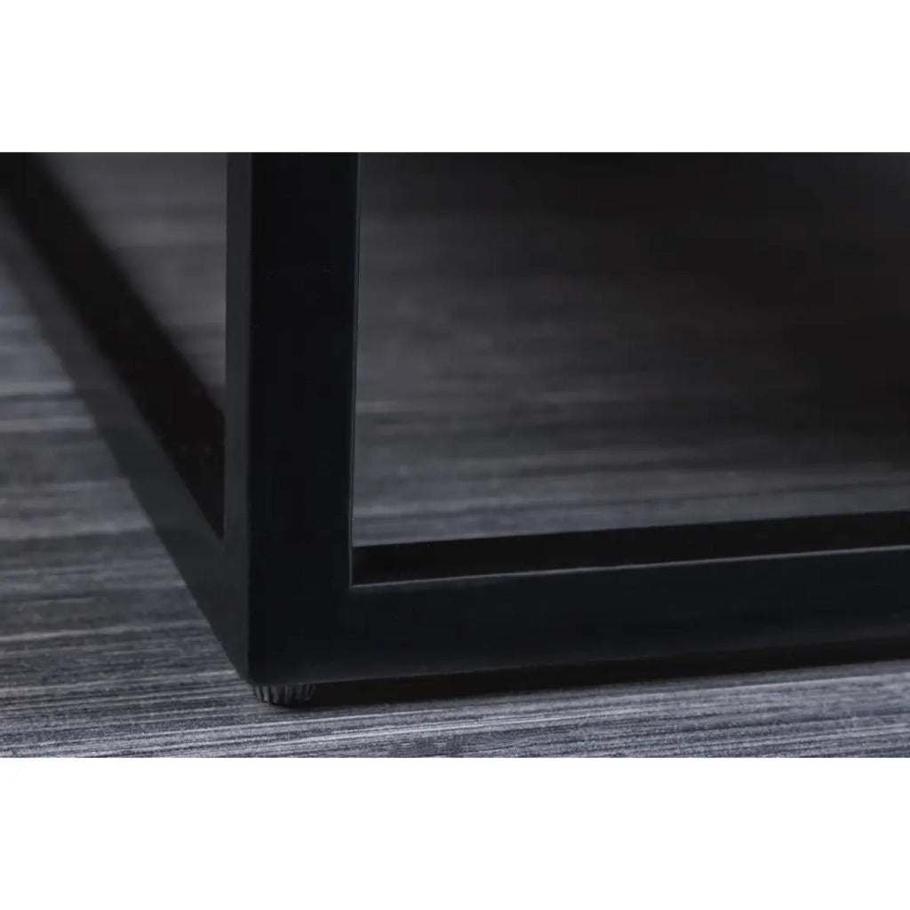 Tavolino basso GRADI 60 cm in legno massiccio di Sheesham e metallo – Tavolino basso quadrato industriale con nicchia