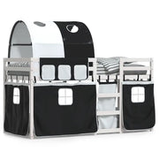 Letto singolo | Letto per adulti | Letto a Castello senza Materasso Bianco e Nero 80x200cm in Pino