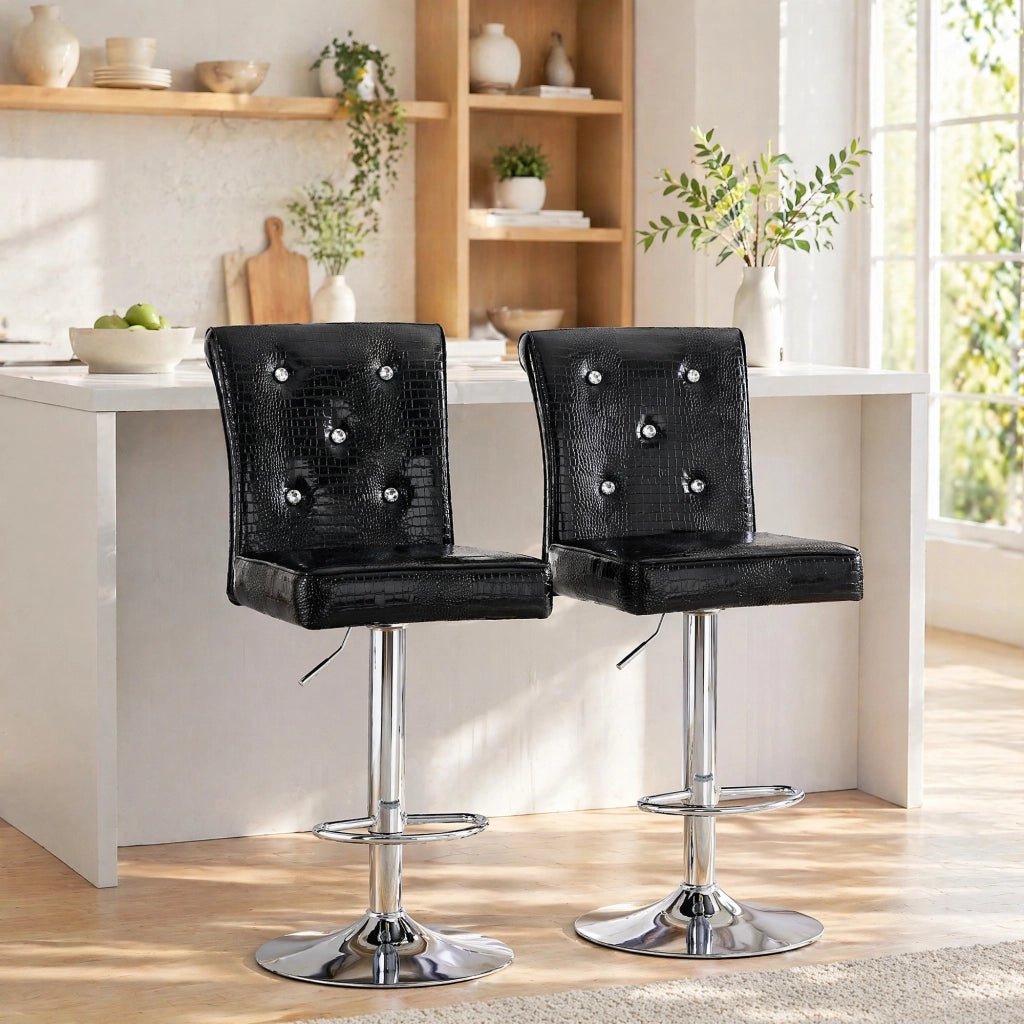 SEDIA Set da 2 pezzi in PVC nero 89,5x50,5x41 cm
