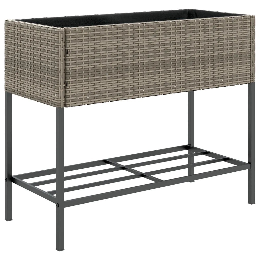 Fioriere Giardino con Ripiani 2pz Grigie 90x40x75cm Polyrattan 3210509