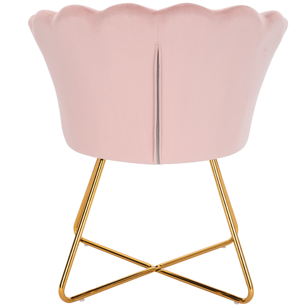 Poltrona Sedia Relax con Schienale e Seduta in Velluto Rosa Struttura Metallo