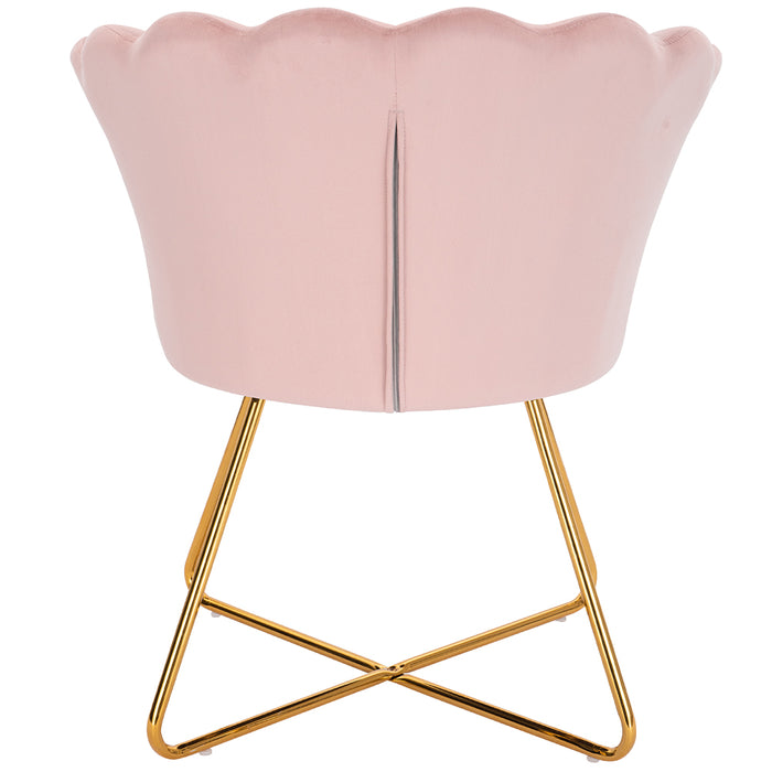 Poltrona Sedia Relax con Schienale e Seduta in Velluto Rosa Struttura Metallo