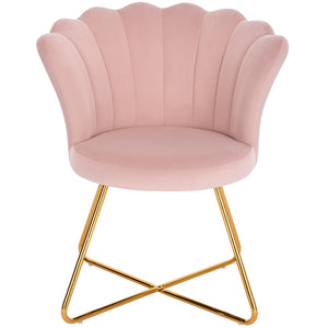 Poltrona Sedia Relax con Schienale e Seduta in Velluto Rosa Struttura Metallo