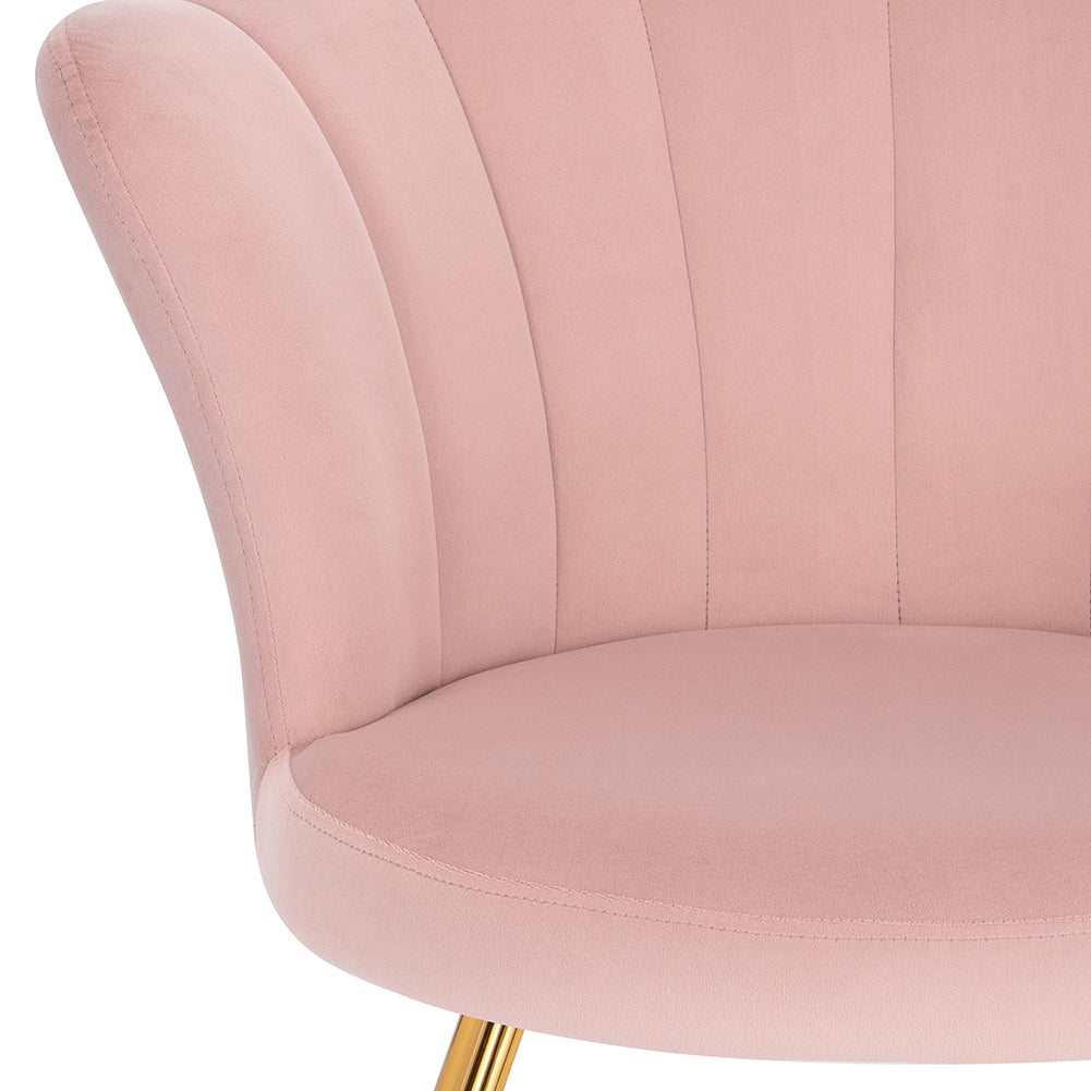 Poltrona Sedia Relax con Schienale e Seduta in Velluto Rosa Struttura Metallo