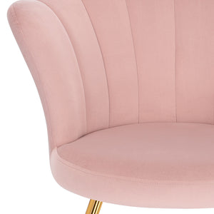 Poltrona Sedia Relax con Schienale e Seduta in Velluto Rosa Struttura Metallo