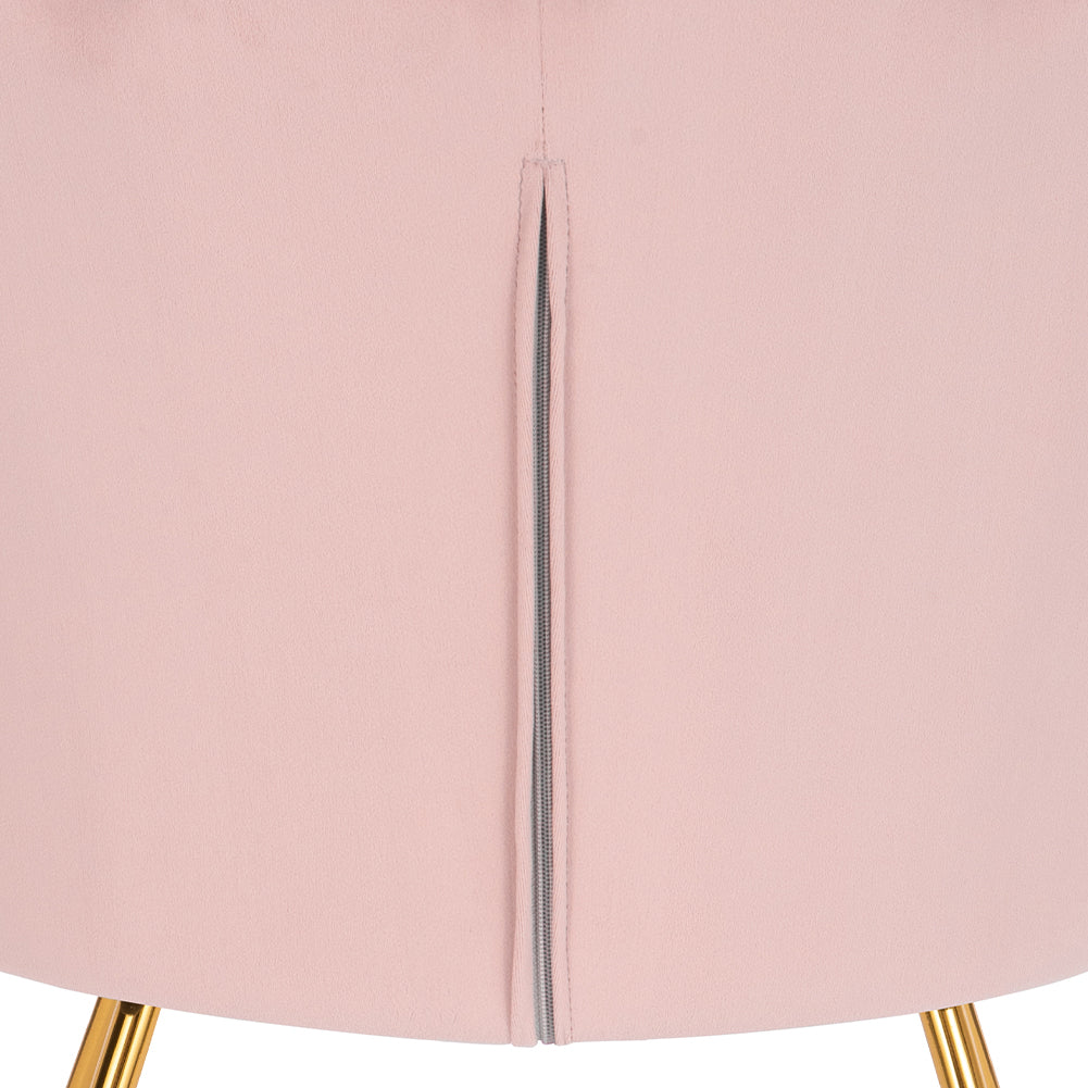 Poltrona Sedia Relax con Schienale e Seduta in Velluto Rosa Struttura Metallo