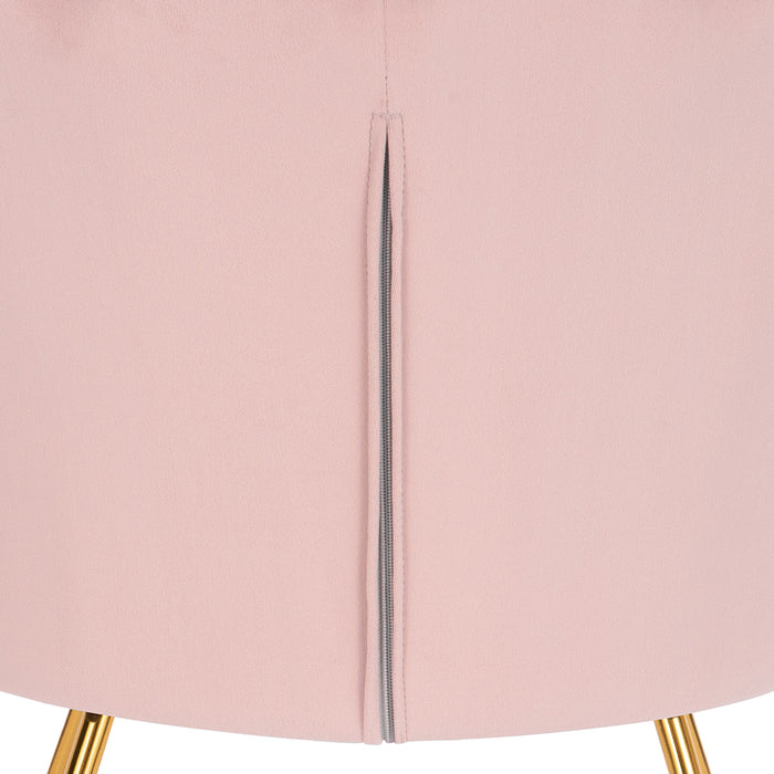 Poltrona Sedia Relax con Schienale e Seduta in Velluto Rosa Struttura Metallo