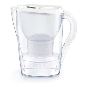 Brita caraffa filtrante marella bianca (2.4l) incl. 6 x filtri maxtra pro all-in-1 - adatta alla porta del frigorifero con memo digitale e coperchio ribaltabile - 1051474
